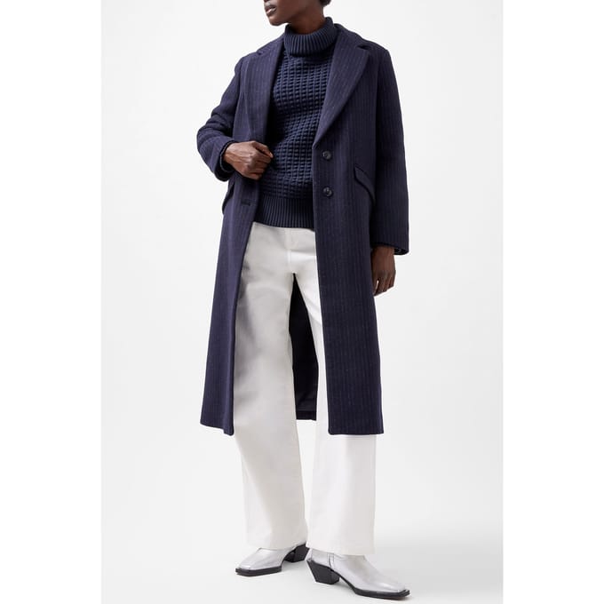 French Connection Arlana Pin Stripe Coat Navy And Grey Taglia: S | Cappotti monopetto Outlet | Donna | Blu