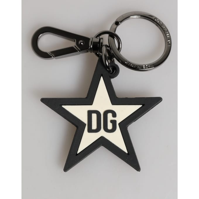 Witte Zwarte DG Logo Ster Rubber Heren Sleutelhanger Sleutelpunt
