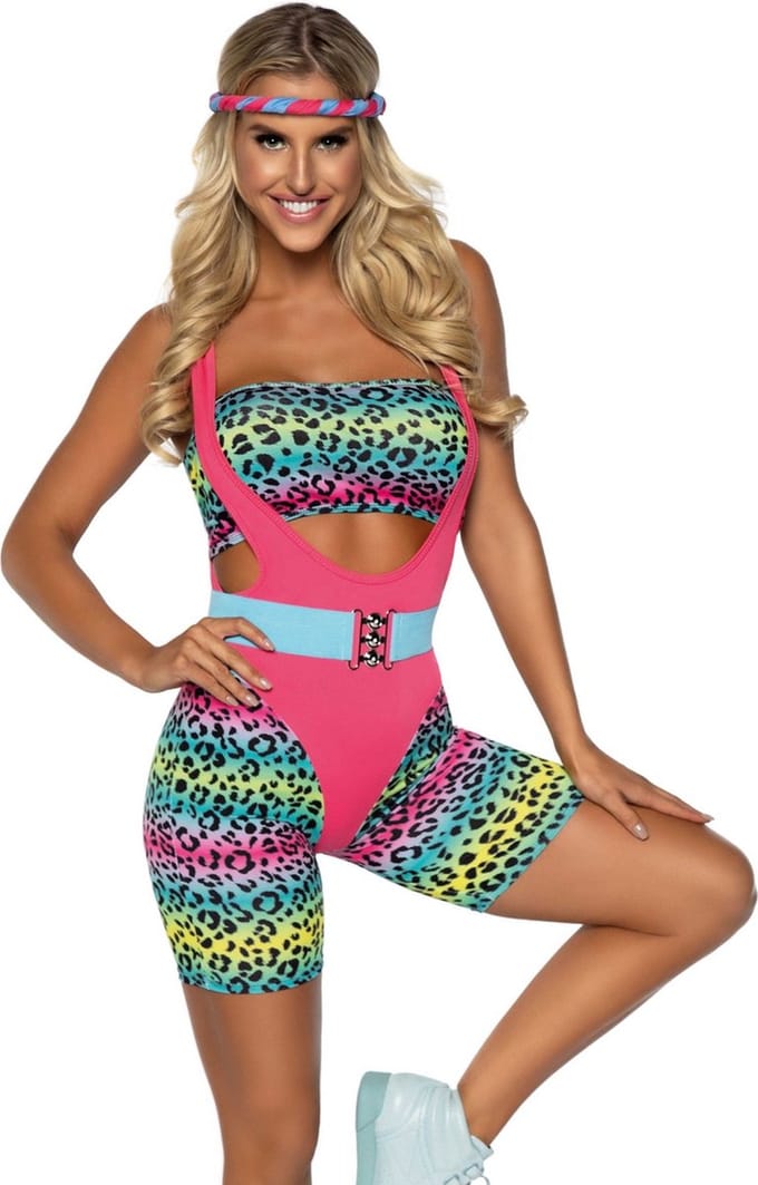 Leg Avenue - 80's Cardio Cutie Kostuum - L - Multicolours