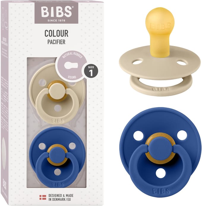 BIBS Colour Fopspeen - 0-6 mnd - 2-pack - Rond - Vanilla/Cornflower