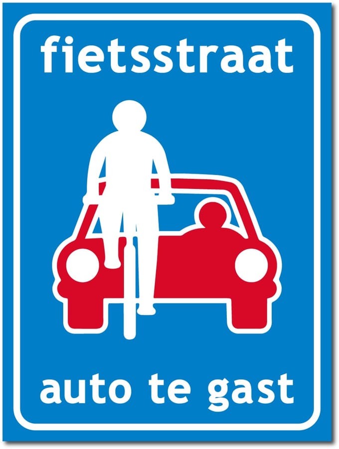 Fietsstraat bord - Auto te gast - Forex - 30 x 40 cm - Weerbestendig