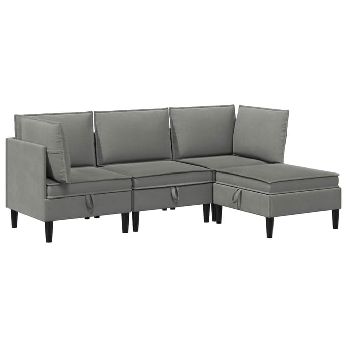 vidaXL - Woonkamer - Meubelset - 4 - st - Donkergrijs - Stof