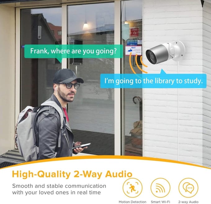 Bewakingscamera Buiten - 1080p Full-HD Resolutie - Wifi Beveiligingscamera met Bewegingsdetectie