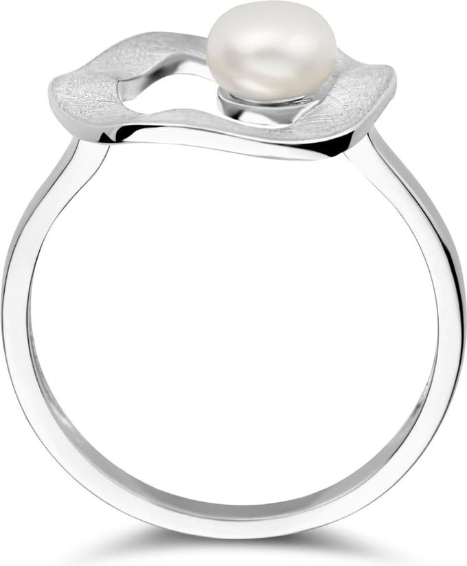 Gerhodineerd Zilver Ring Rondje Parel Gescratcht 1335447