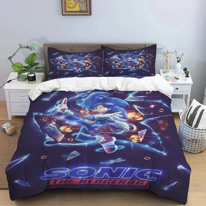 Ensemble de literie Hérisson de dessin animé 3D pour couetteHousse de couette Ensemble de lit Housse de couette Taie d'oreillerEnsemble de literie Taille King Queen AU Single(140*210cm)3pcs
