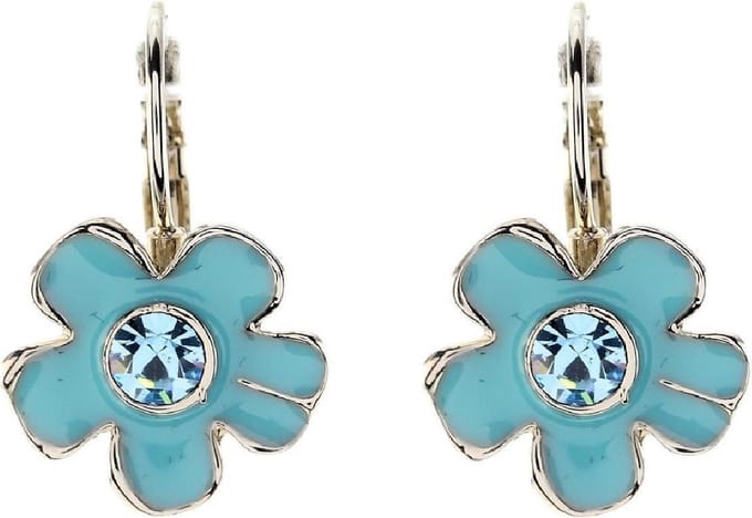 Behave - Oorbellen blauwe bloem met steentje - 2,3 cm