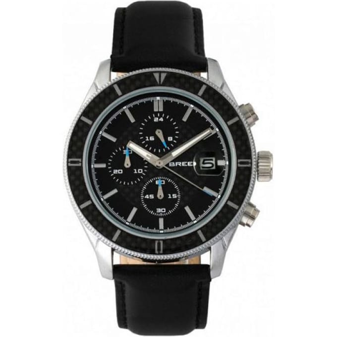 Breed Maverick chronograaf horloge met leren band en datum