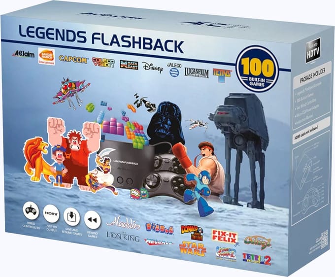 Atari - Legends Flashback - Console - 100 Ingebouwde Spellen - 2 Controllers - HDMI