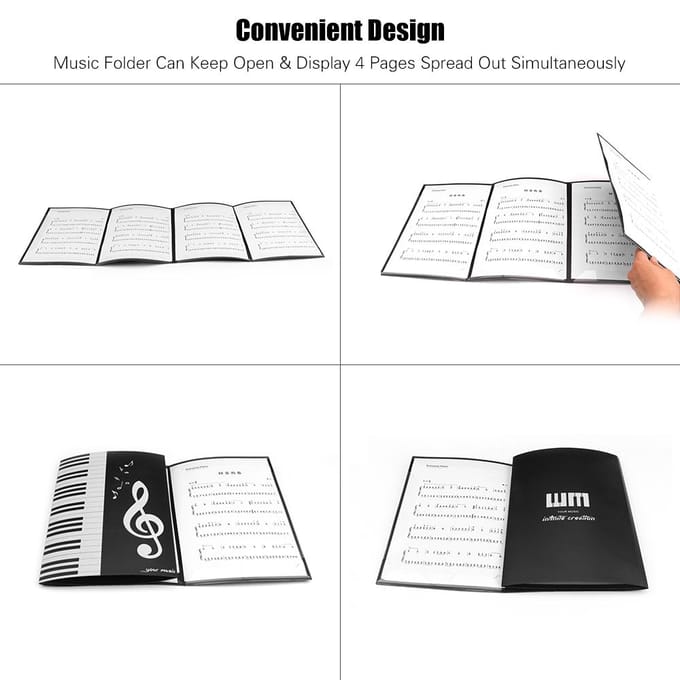 Classeur noir pour partitions de musique, format A4, support de rangement pour Instrument de musique de scène, Piano noir