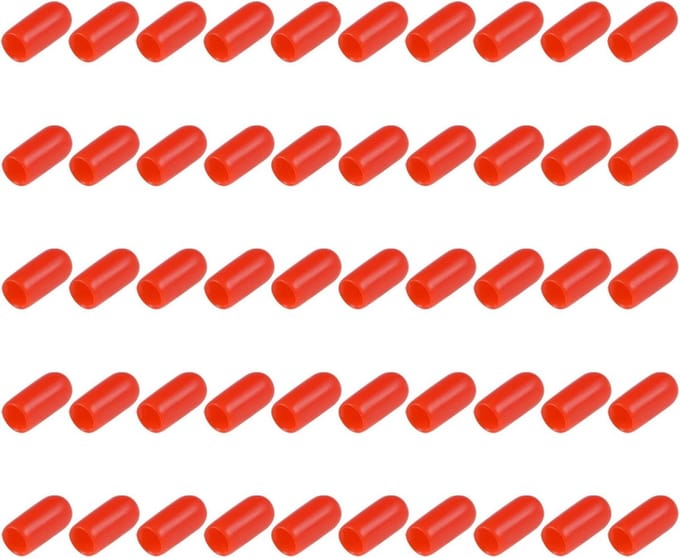 Set van 200 Rubber End Caps - Ronde Beschermers voor Buitengebruik, Schroeven en Draad (5mm, ID Rood)