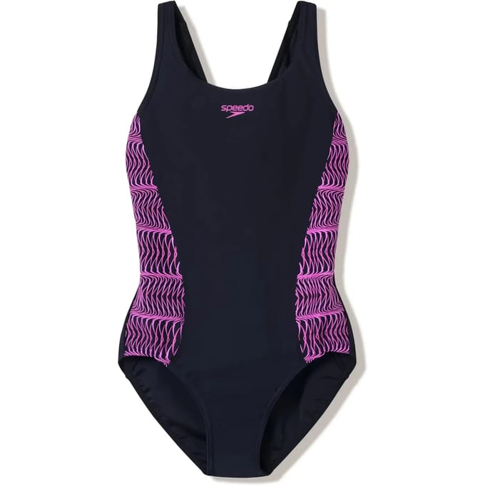 Speedo Placement Muscleback 1P Dames - Sportbadpak Dames met Medalist-Rug - Badpak Dames met Vormvaste Pasvorm - Zwempak Dames Volwassenen - Zwart/Roze - 36