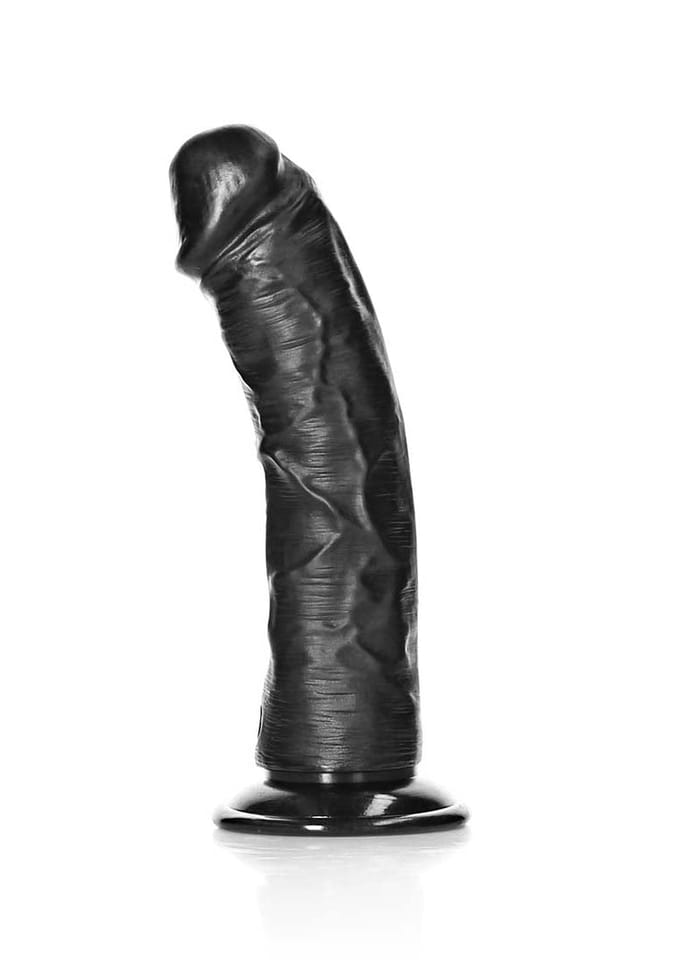 RealRock by Shots Gebogen Realistische Dildo met Zuignap - 6 / 15,5 cm - Zwart
