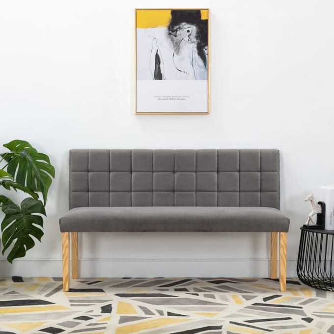 vidaXL - Bankje - 140 - cm - fluweel - grijs