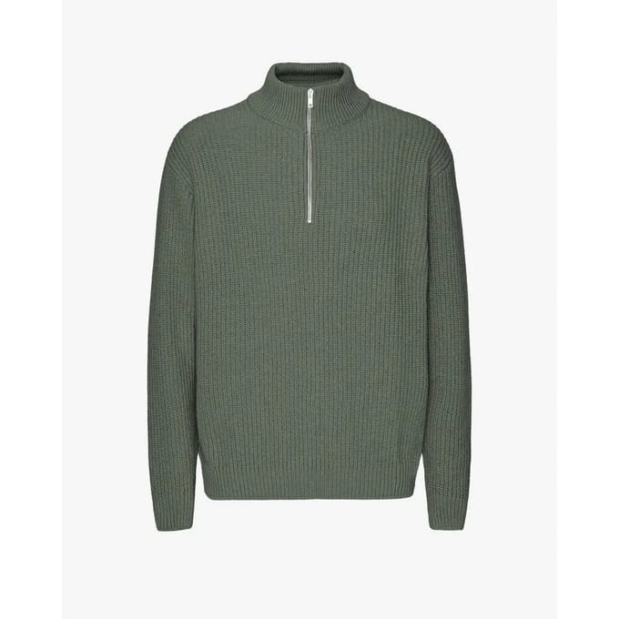 Merino trui 1/4 ritssluiting Colorful Standard Dusty Olive
