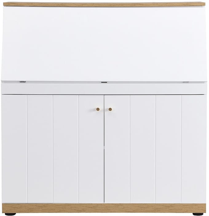 Vente-unique Bureaukast - MDF - Kleur: Wit en naturel - DUTASI