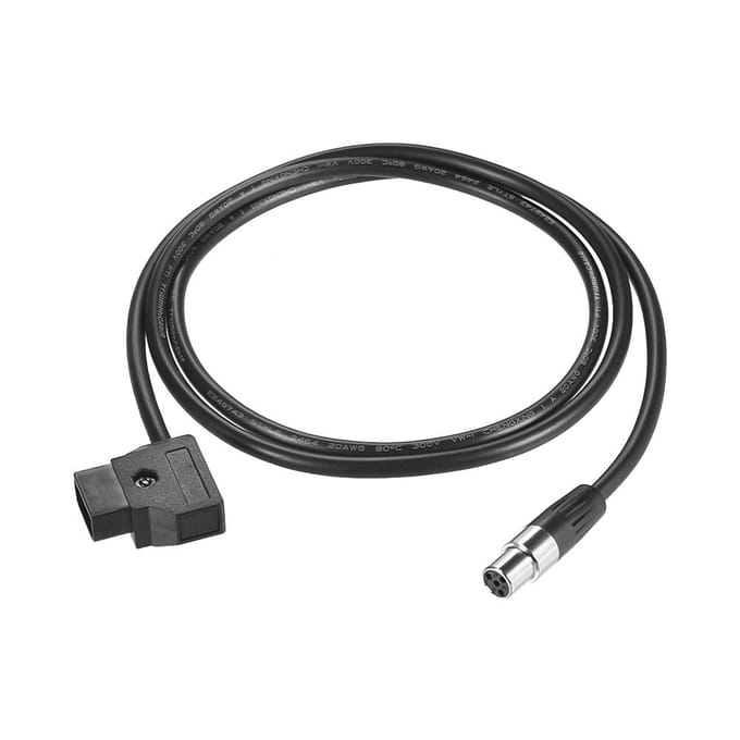D-Tap mannelijk naar (Blikje) MINI XLR 4-pins kabel Recht snoer 100 cm kabel zwart