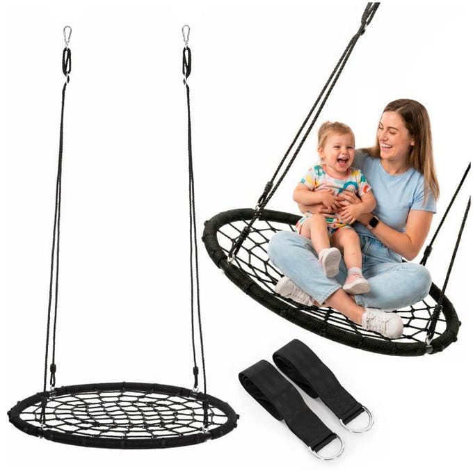 Springos Nestschommel | Kinderschommel | Ø102 CM | Max 120 KG | Zwart