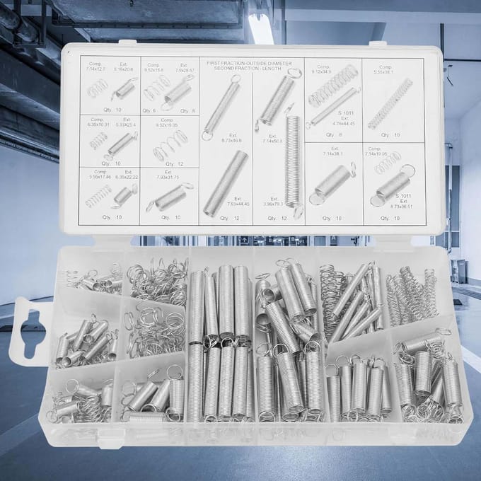 Kit de ressorts métalliques assortis 200 pièces Ensemble de ressorts de traction et de compression pour extension gray