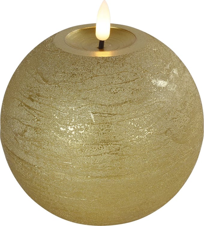 Countryfield LED kaars/bolkaars- goud - B12 x H12,5 cm - Lyon - warm wit
