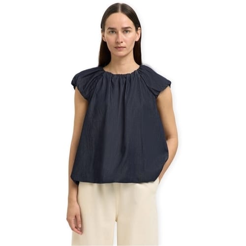 Blouse Selected W Frillo Top - Dark Blue Denim