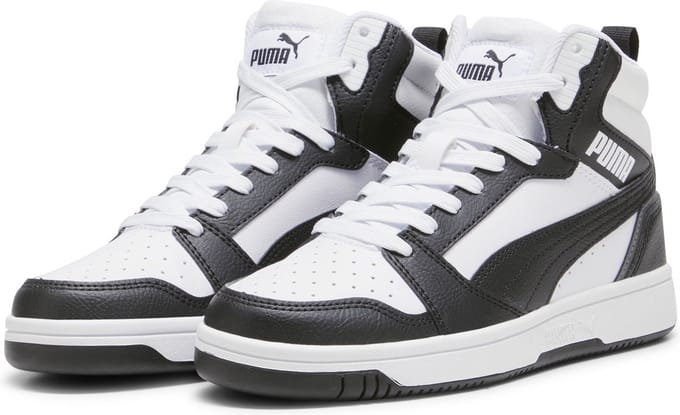 PUMA Puma Rebound V6 Mid Jr Unisex Sneakers - PUMA White-PUMA Black-Shadow Gray