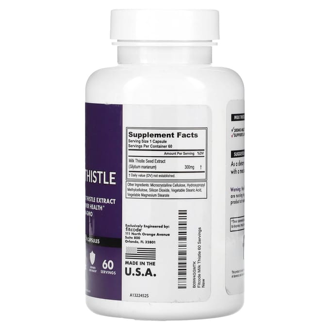 Fitcode, Chardon-Marie, 300 mg, 60 Gélules Végétales