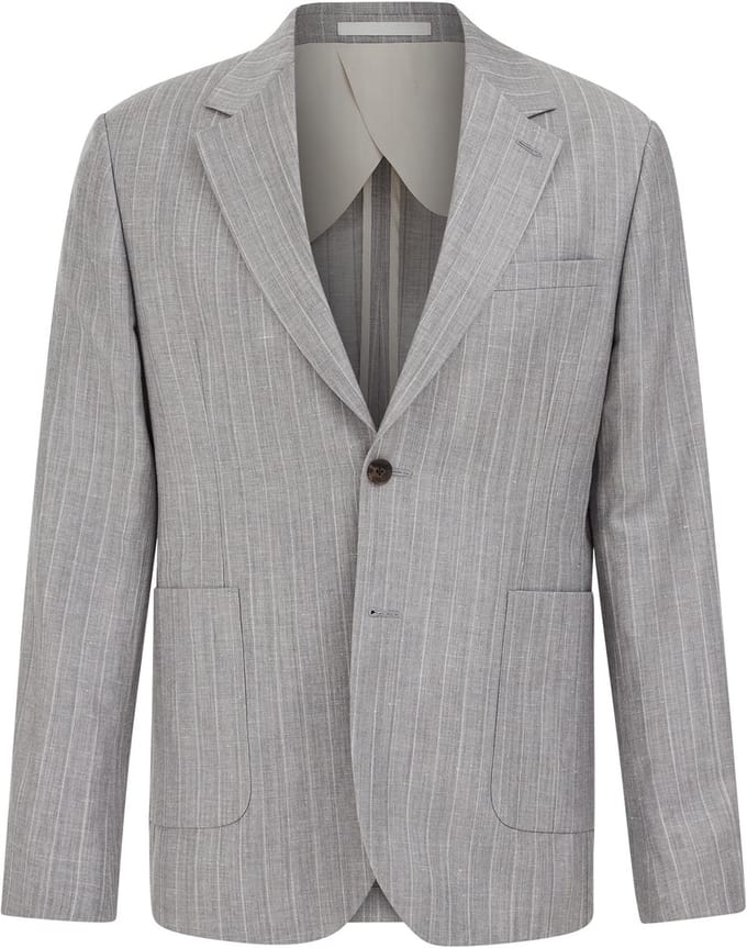 Van Gils Heren slim fit blazer van linnenmix met krijtstreep