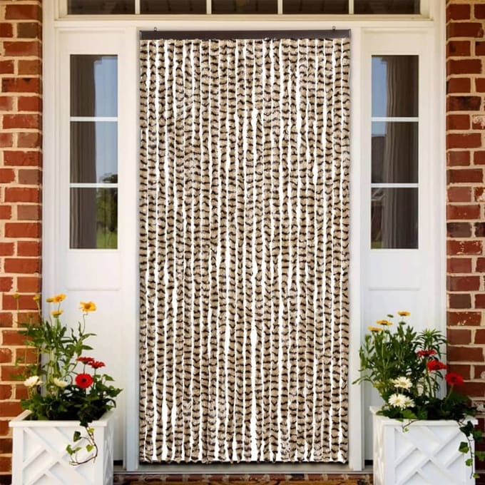 vidaXL - Vliegengordijn - 100x220 - cm - chenille - beige - en - bruin