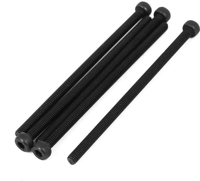 M4x80mm Volledig Draad Hex Socket Hoofd Gekartelde Cap Schroef Bolt Zwart 5 stks