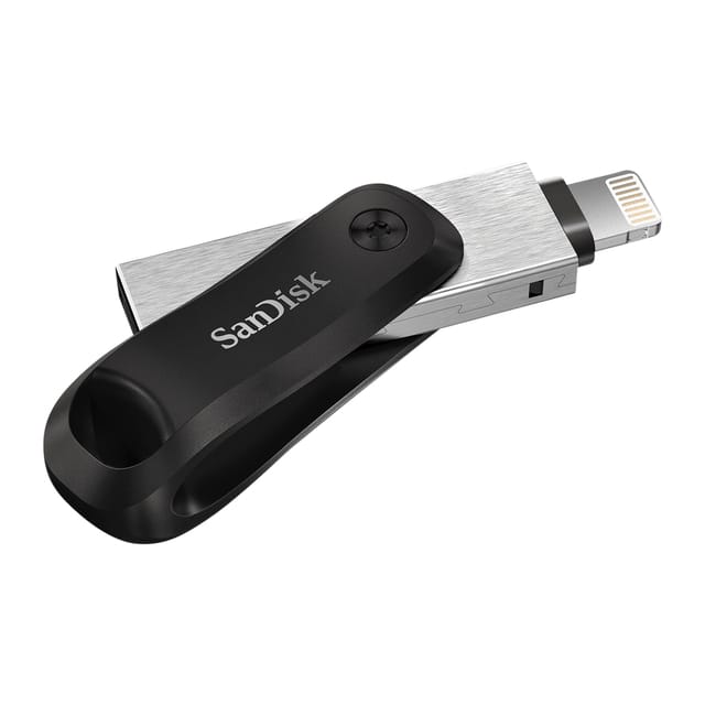 SanDisk iXpand™ Flash Drive Go USB-stick smartphone/tablet Zwart, Zilver 128 GB USB-A 3.2 Gen 1, Apple Lightning