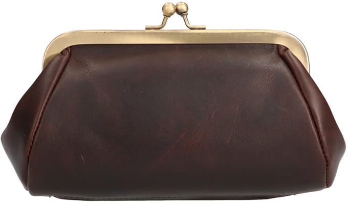 Leather Design Beugel Portemonnee / Beursje Brown Waxy