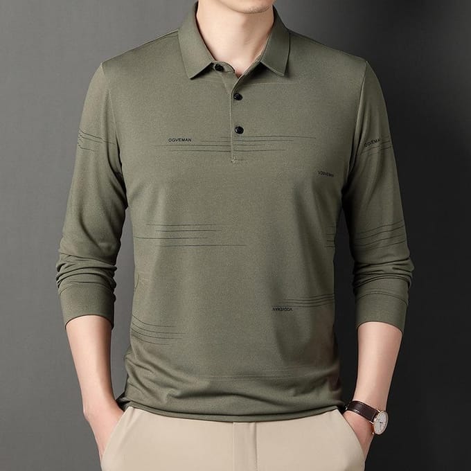 T-shirt à manches longues pour hommes d'âge moyen, mode décontractée, pull à revers, automne XXXXL black