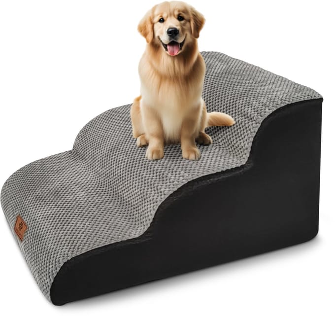 Lunspets - Hondentrap - Wasbaar - Foam - 55 x 40 x 35 cm - Extra Stevig - Kantelveilig - Grijs