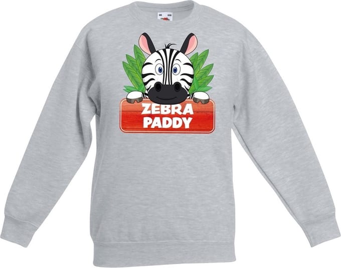 Paddy de zebra sweater grijs voor kinderen - unisex - zebra trui - kinderkleding / kleding 170/176