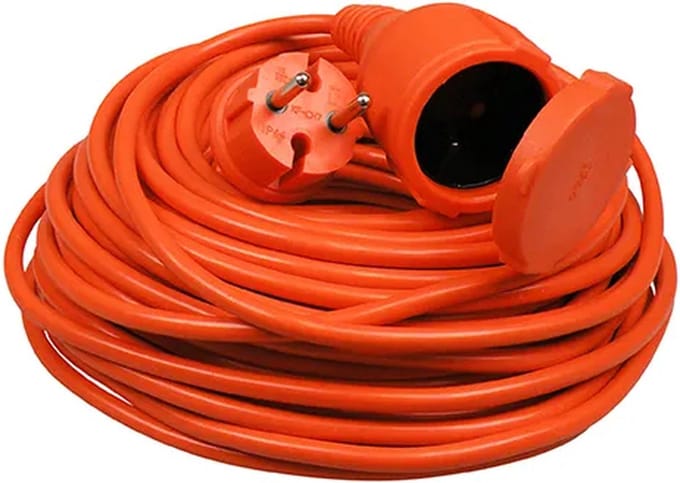 Tuinverlengkabel met klep Oranje, 20 meter - 2x1,5mm2