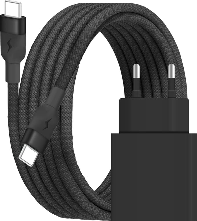 25w snellader geschikt voor Samsung super fast charging - 2 meter - usb C oplader - usb C naar usb C - zwart