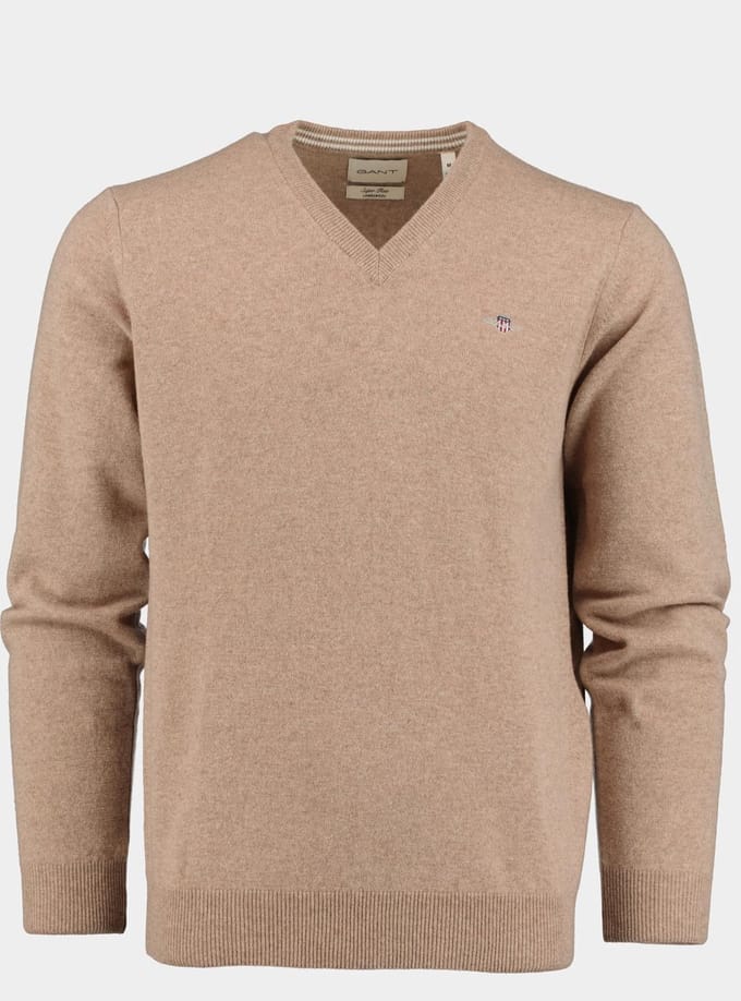 Gant Pullover Beige Superfine Lambswool V-Neck 87212/295