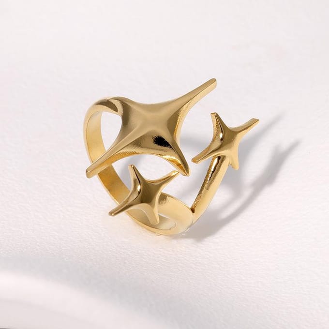 Niche Ontwerp Ster Roestvrij Staal Ring Ins Simpel Koude Wind Persoonlijkheid Verguld Wijsvinger Ring