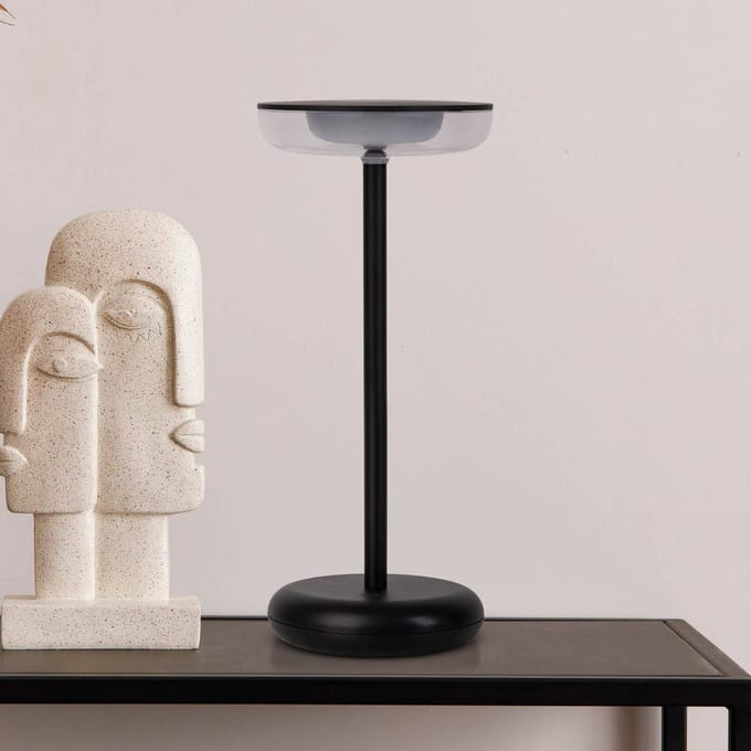 Näve LED oplaadbare terraslamp Pasi zwart hoogte 26cm metaal touch