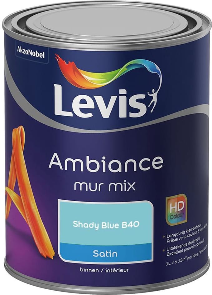 Levis - Ambiance Mur Satin Mix - Shady Blue B40 - Mengverf - 1 L