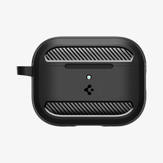 Spigen Hoesje Geschikt voor Apple AirPods Pro 3 (2025) - Rugged Armor Case - Karabijnhaak - Matte Zwart