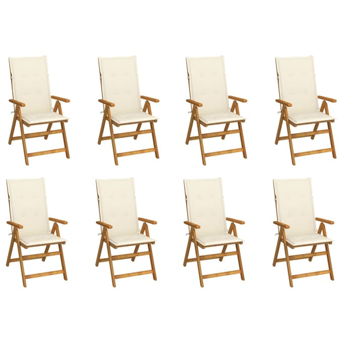 vidaXL - Inklapbare - stoelen - 8 - st - met - kussens - massief - acaciahout