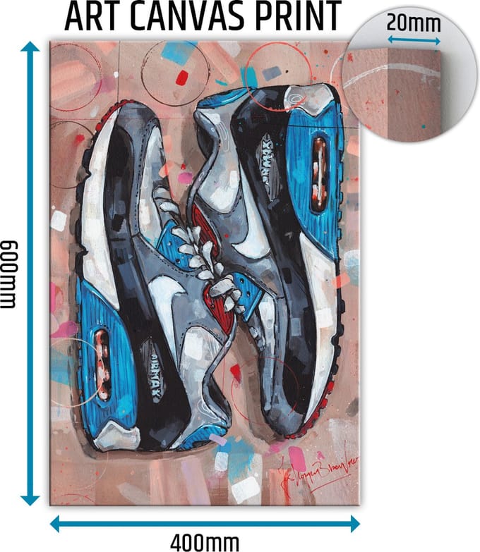 Sneaker canvas sideways blue 40x60 cm