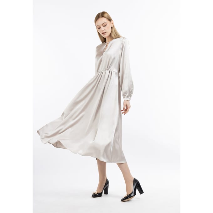 Dreimaster midi-jurk Dames lichtbeige