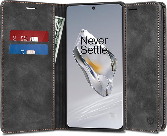Hoesje geschikt voor OnePlus 12 - Techsuit Confy Book Wallet Case - Zwart