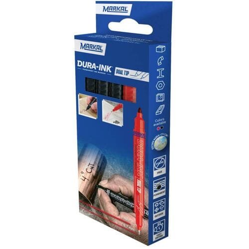 Markal DURA-INK DUAL TIP 22271 Permanent marker Rood, Zwart Watervast: Ja