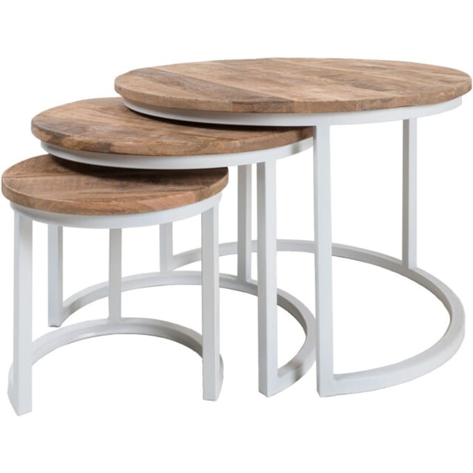 Home67 Salontafel set van 3 industriële salontafelset erjan wit
