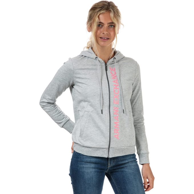 Armani Exchange hoody met rits voor dames in grijs