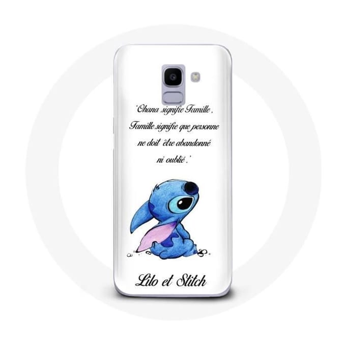 Hoesje voor Samsung Galaxy A6 2018 Lilo en Stitch Ohana Quote Wit wit