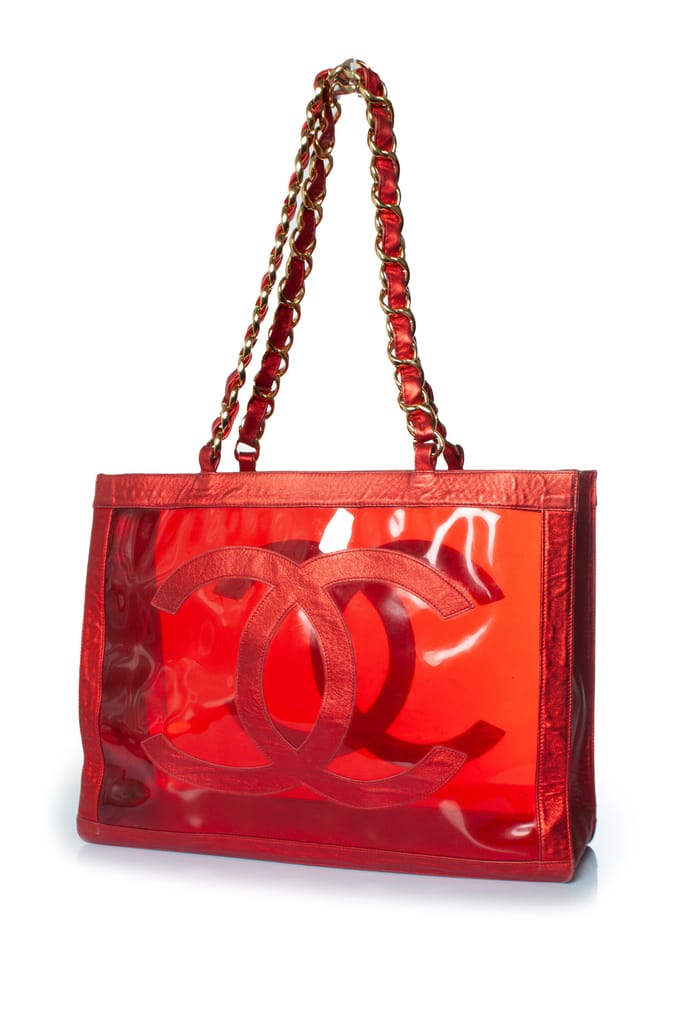 Chanel, metallic Barbie plexi tas met CC 1995